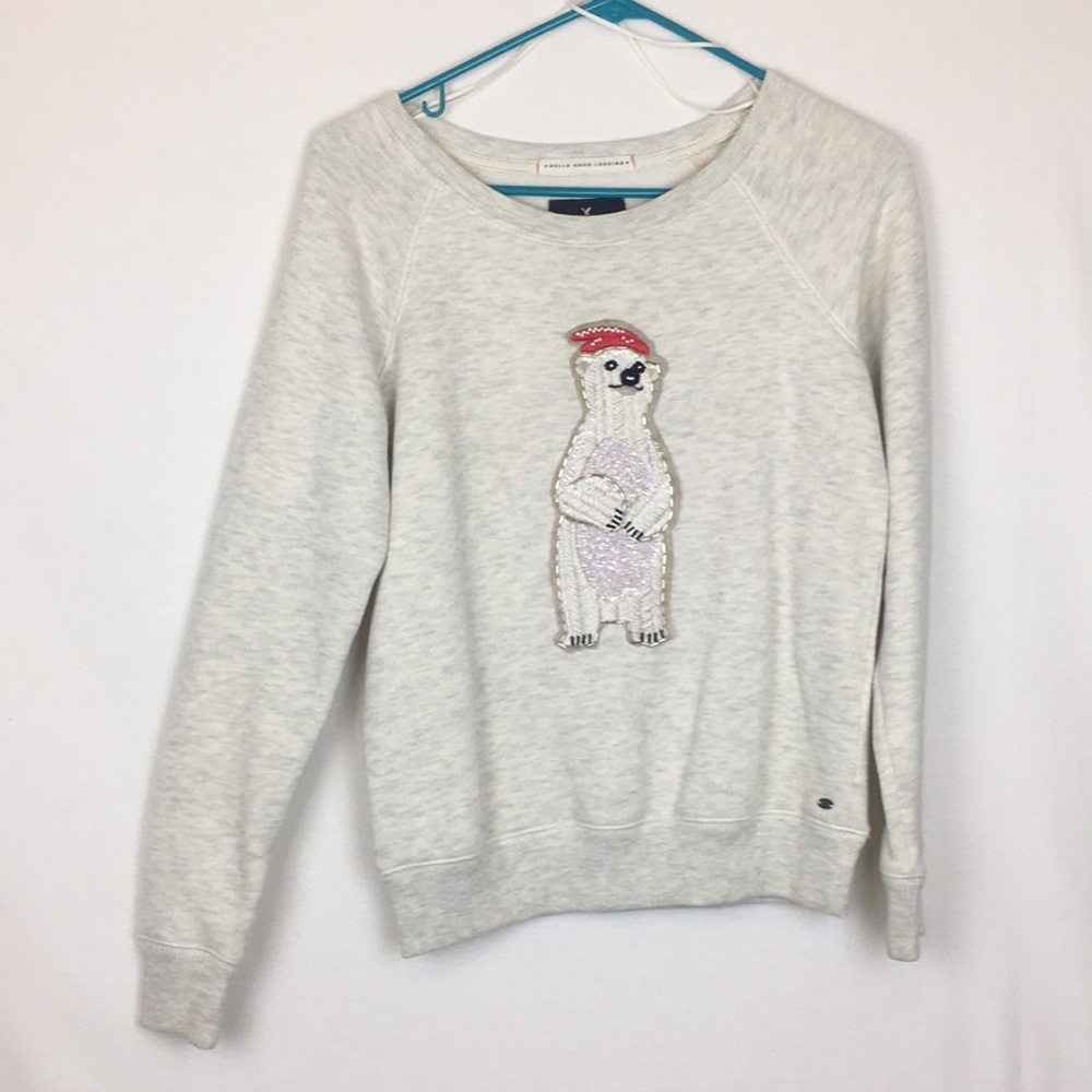 American eagle sweatshirt beaded polar bear